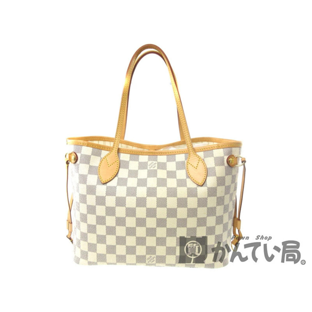 LOUIS VUITTON Neverfull Tote Bag Damier Canvas Azur White